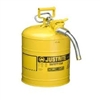 7250230 - Justrite Yellow Type Two Accuflow Safety Can Five Gallon Capacity