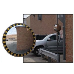 TCVO-26T-SB - Se-Kure Domes and Mirrors 26" Outdoor Safety Border Convex Mirror with Stripes