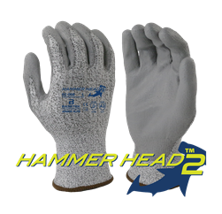 02-008 - Armor Guys Basetek HAMMERHEAD 2 Gray PU Palm Coating Glove