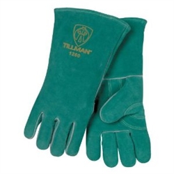 1260 - Tillman 14" Green Side Split Leather Welding Gloves