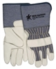 MCR Safety Mustang Glove, Premium Grain Cowhide Full Feature Gunn Pattern 4 1/2" Rubberized Gauntlet Cuffs - Medium