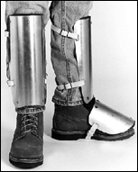 +323 - Ellwood Safety Aluminum Alloy Shin-Instep Guard Padded w/ Sponge Rubber & Fastened w/ Web Straps