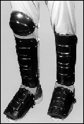 +334 - Ellwood Safety Plastic Knee-Shin-Instep Guard Padded w/ Sponge Rubber & Fastened w/ Elastic Straps