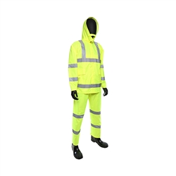 4033 - PIP Master Gear 3pc Hi Vis Rainsuit Lime Class 3