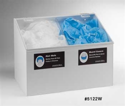 5122-W - Horizon Mfg. White Hair Net / Beard Cover / Shoe Cover 2 Compartment Dispenser with Clear Lid
