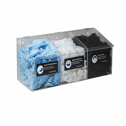 5123 - Horizon Mfg. Clear Plastic Hair Net, Beard Cover, Shoe Cover, Arm Sleeve 3 Compartment Dispenser