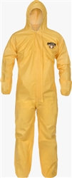 5428 -  Lakeland ChemMax 1 Tyvek Coverall, Zipper Front, Attached Hood, Elastic Wrists & Ankles. Yellow - LG