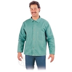 600-GR - Chicago Protective 30" Jacket Imported 9 oz. Green FR Cotton (Style B)