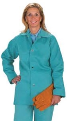 600-GR-DOM - Chicago Protective 30" Jacket Domestic 9 oz. Green FR Cotton (Style B)