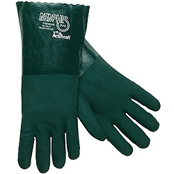 6414 - MCR Safety PVC Dipped Green 14" Gauntlet Glove