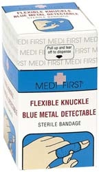 65250 - Medique Medi-First Blue Strip Metal Detectable Knuckle Bandages