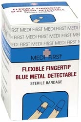 66050 - Medique Medi-First Woven Blue Strip Metal Detectable Fingertip Bandages