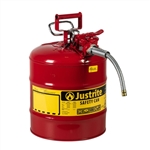 7250120 - Justrite 5 Gallon Type II Red Safety Gas Can with Metal Hose