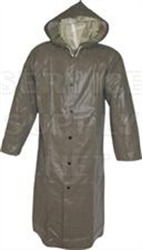 C12168 - Tingley 60" Magnaprene Olive Drab Coat with Storm Fly Front, Attached Hood and Inner Cuffs