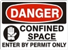 D-968933 - Safehouse 10" x 14" Danger Confined Space Plastic Sign
