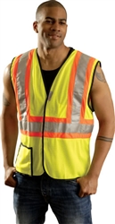 LUX-SSCOOL2 - OccuNomix Premium Mesh Hi-Viz Yellow Two-Tone Vest