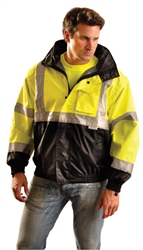 LUX-TJBJ-B - OccuNomix Premium 4-Way Black Bottom Hi-Viz Bomber Jacket