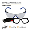 S1107SGAF-KT - 3M Solus 1000-Series Safety Glasses, Kit, Foam, Strap, BLU/BLK, Indoor/Outdoor GRY Scotchgardâ„¢ Anti-Fog Lens