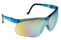 S3243 - Uvex Genisis Safety Glasses - Vapor Blue Frame, Gold Mirrored Lens