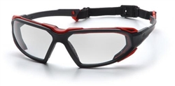 SBR5010DT - Pyramex Highlander Black-Red Frame Clear Anti-Fog Lens Glasses