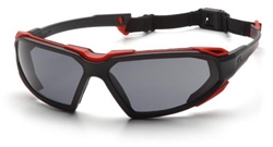 SBR5020DT - Pyramex Highlander Black-Red Frame Gray Anti-Fog Lens Glasses