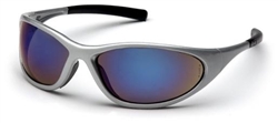 SS3375E - Pyramex Zone II Silver Frame Blue Mirror Lens Glasses