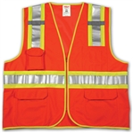 V73859 - Tingley Fluorescent Orange-Red Solid Mesh 8 Pocket 2 Mic Tab Vest